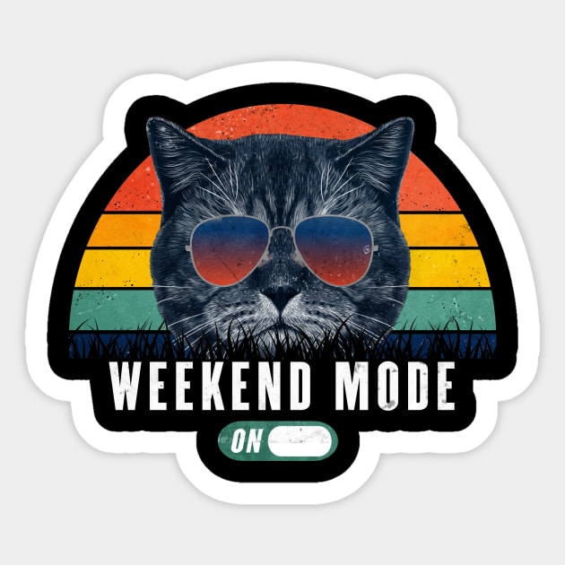 Retro Funny cat Weekend mode on 80s party Gift for Cat Lover Sticker by geekmethat